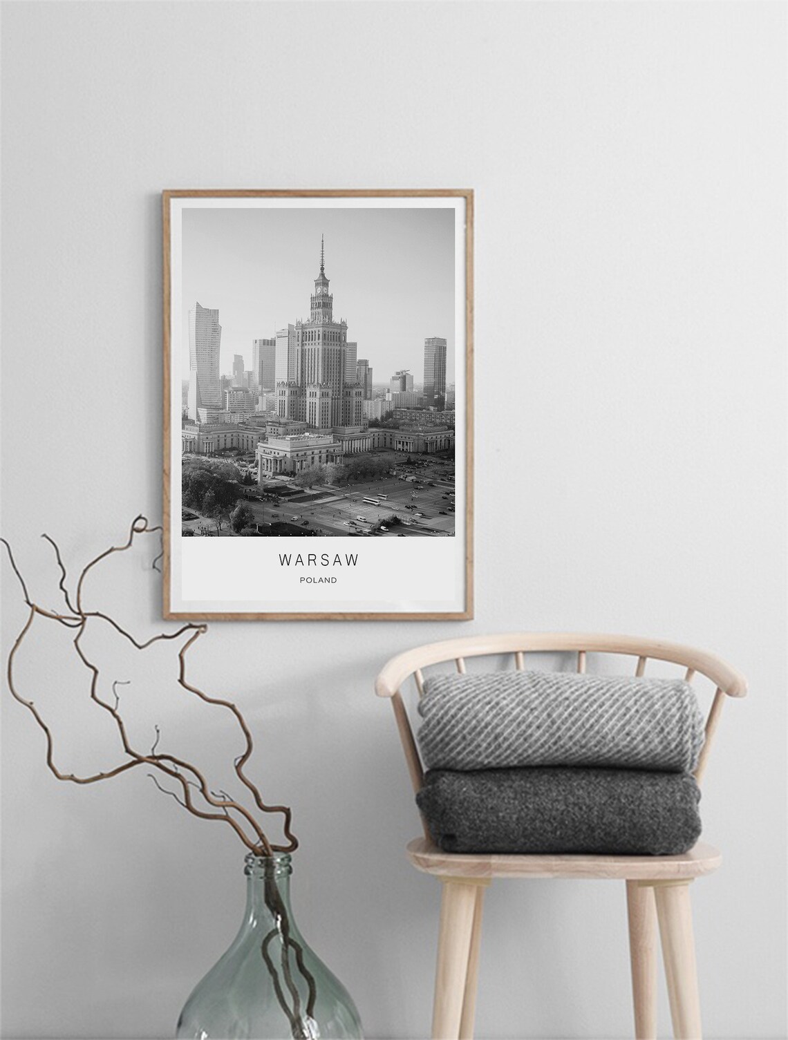 Warsaw Poland Palace of Culture Black and White Photo Poster - Image 2