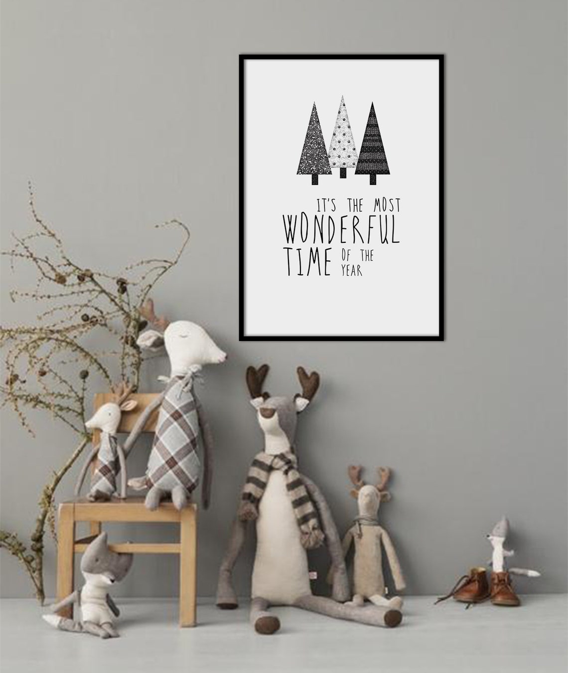 Three Scandinavian Christmas Trees Holiday Typography Quote Poster - Image 3