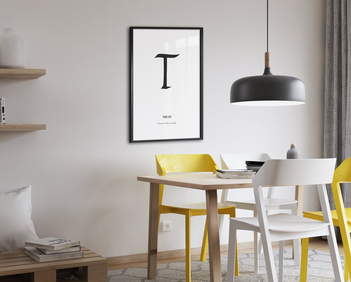 Oversized Letter T Trust Because Trust Is So Simple Typography Poster - Image 3