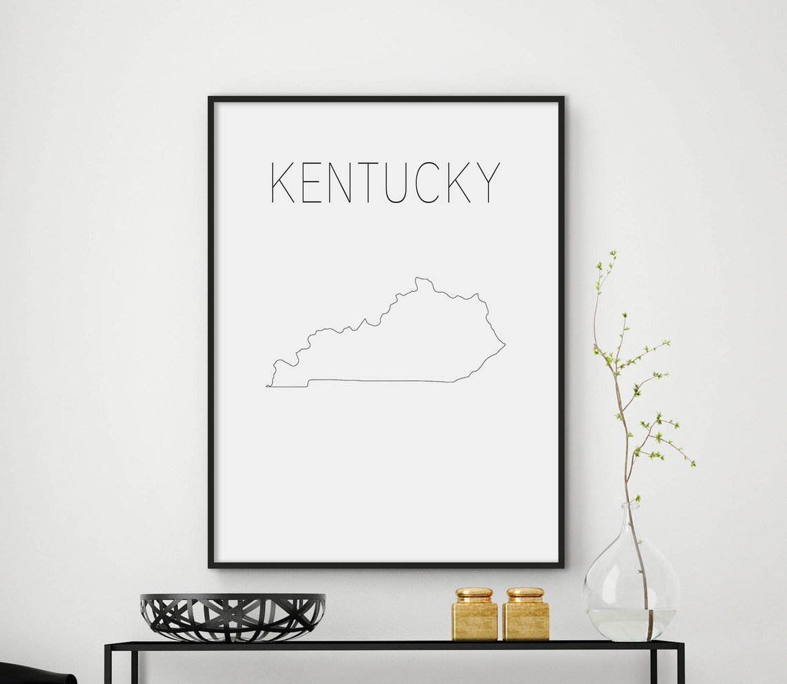 Kentucky Outline Map Minimalist Scandinavian Style Home Wall Art