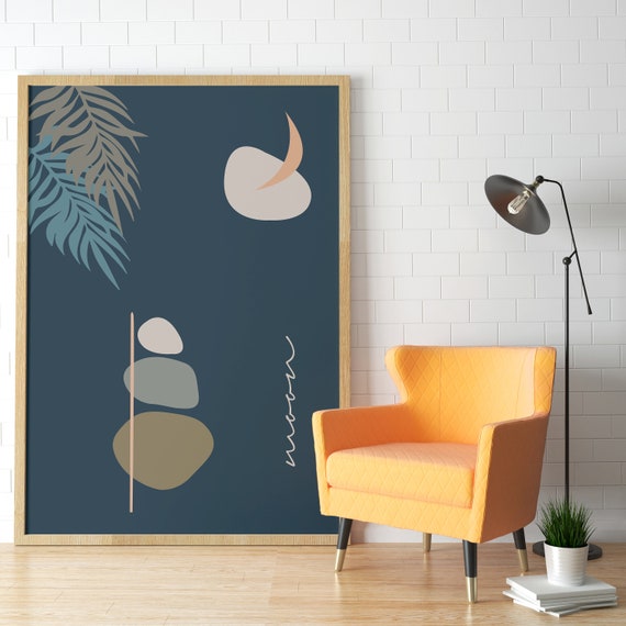 Moon Wall Art Print Mid Century Modern Wall Art Living Room Wall Decor Bedroom Decor Scandinavian Wall Art Minimalist Home Decor