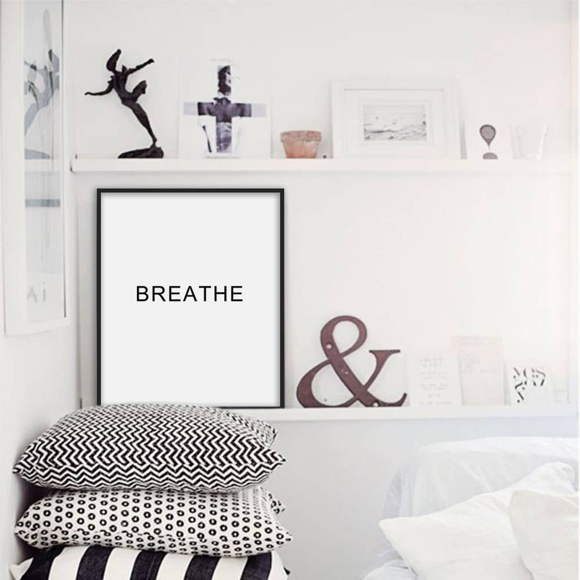 Breathe Wall Art Minimalist Print Inspirational Poster Typography Print Office Wall Art Decor Home Decor Typography Poster - Image 2