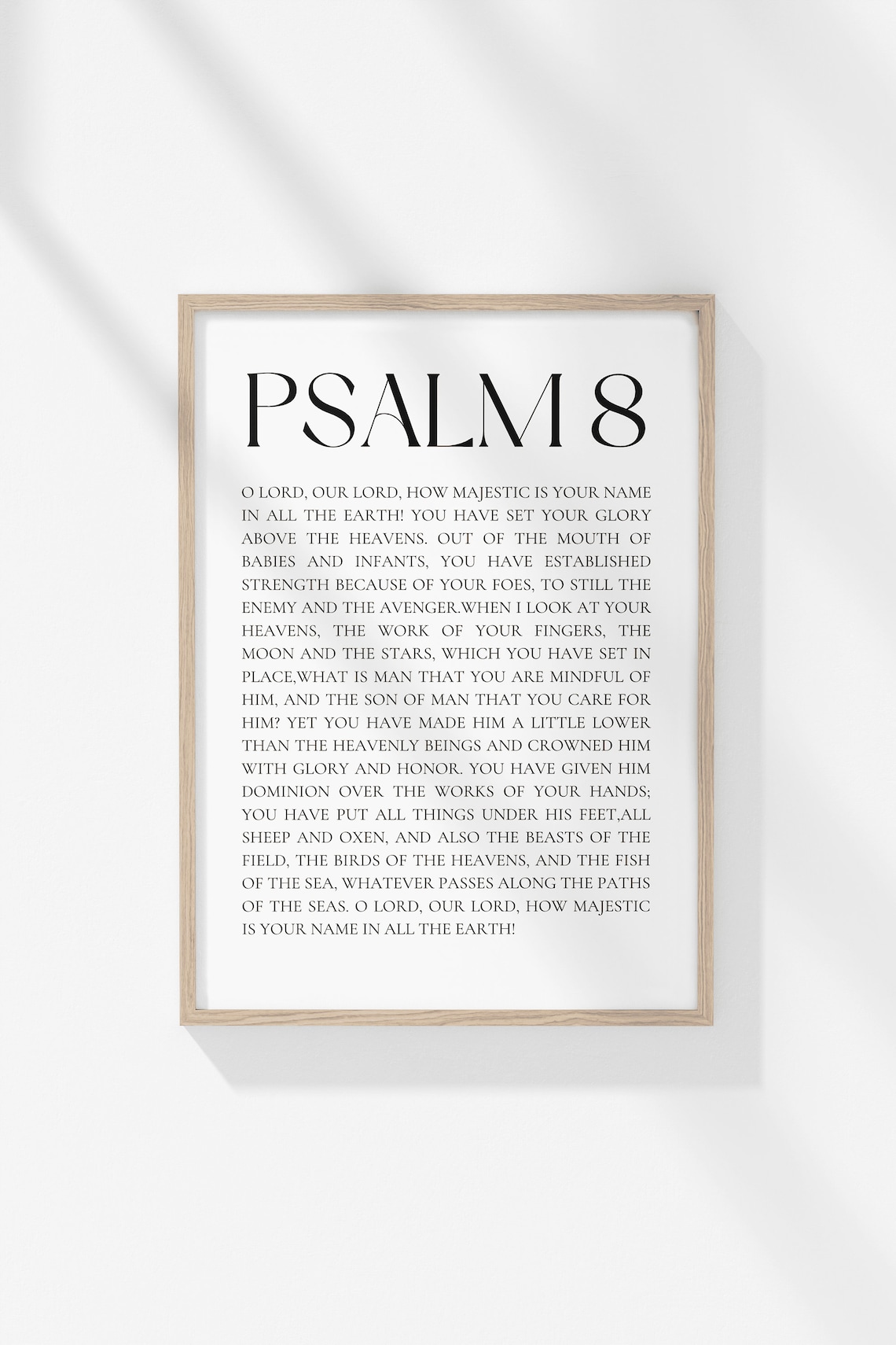 Psalm 8 Bible Verse, Christian Wall Decor
