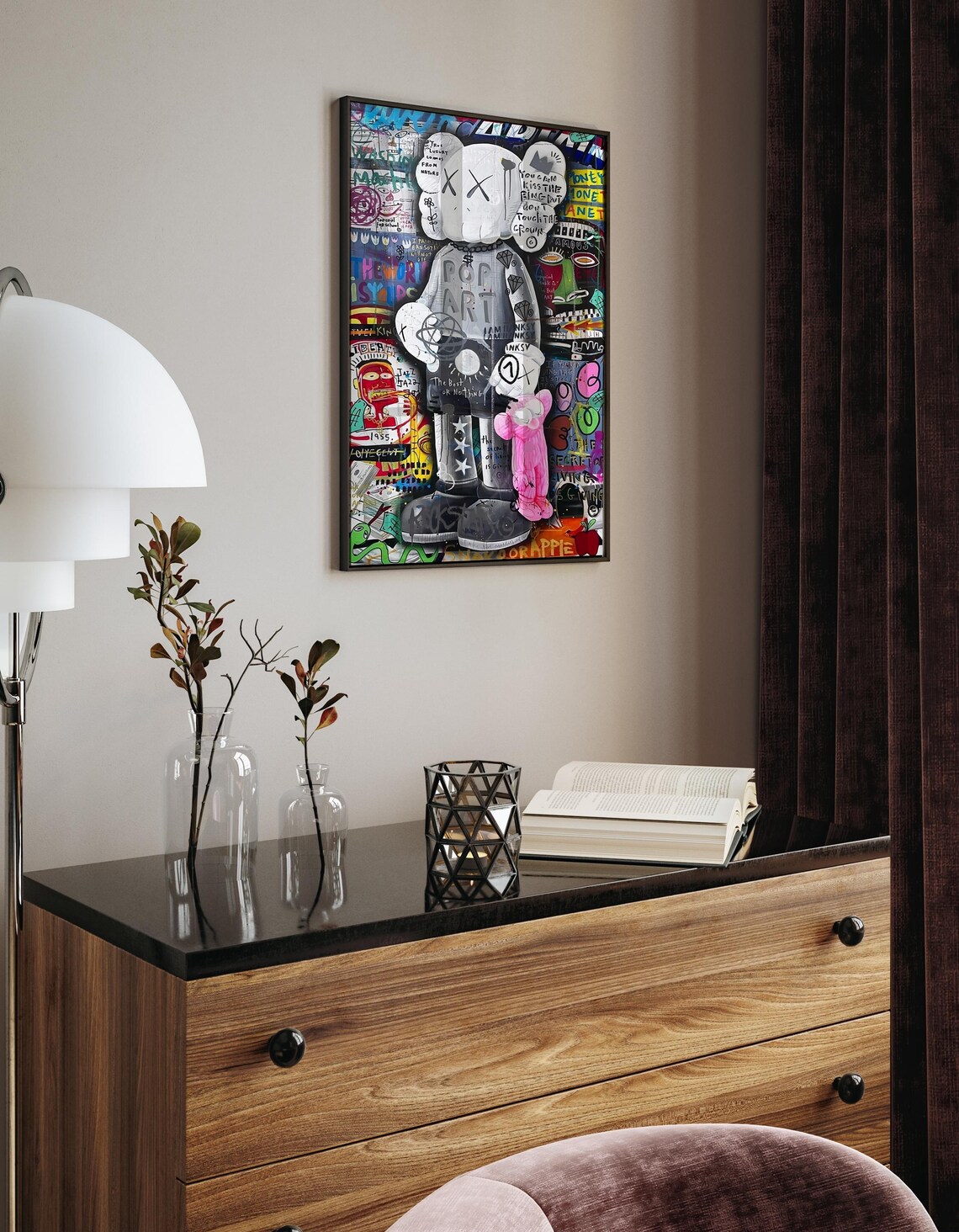 KAWS Grey Companion Colorful Graffiti Pop Art Street Style Poster - Image 2