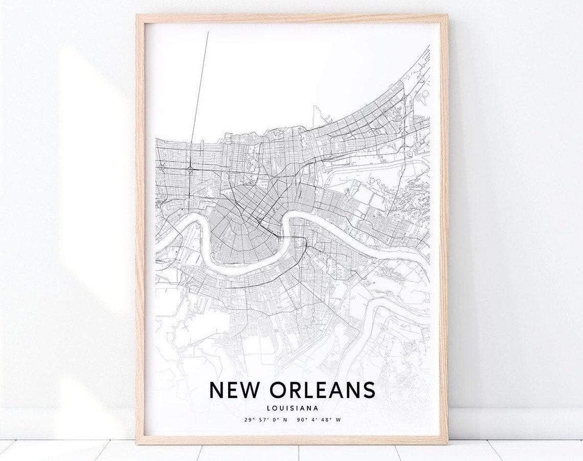 New Orleans Louisiana City Street Road Map Minimalist Modern Poster