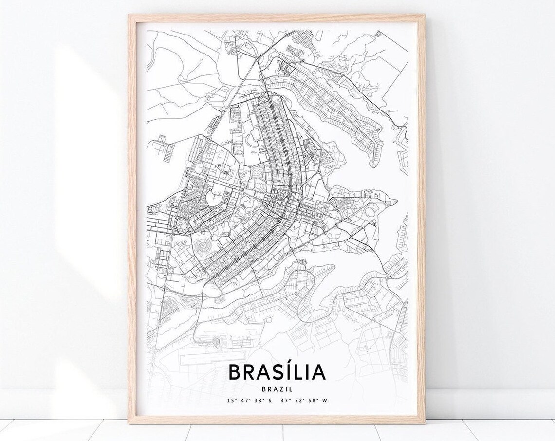 Brasilia Brazil Minimalist City Street Map Line Art Home Decor Poster