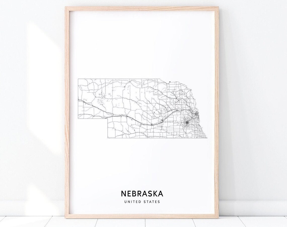 Nebraska Map Print, Modern Minimalist Art Poster