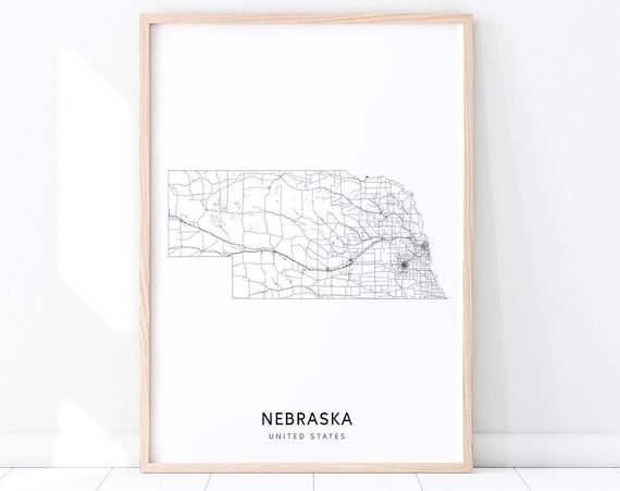 Nebraska Map Print, Modern Minimalist Art Poster