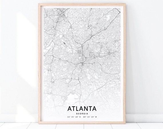 Atlanta Map Print, Georgia Modern Travel Poster