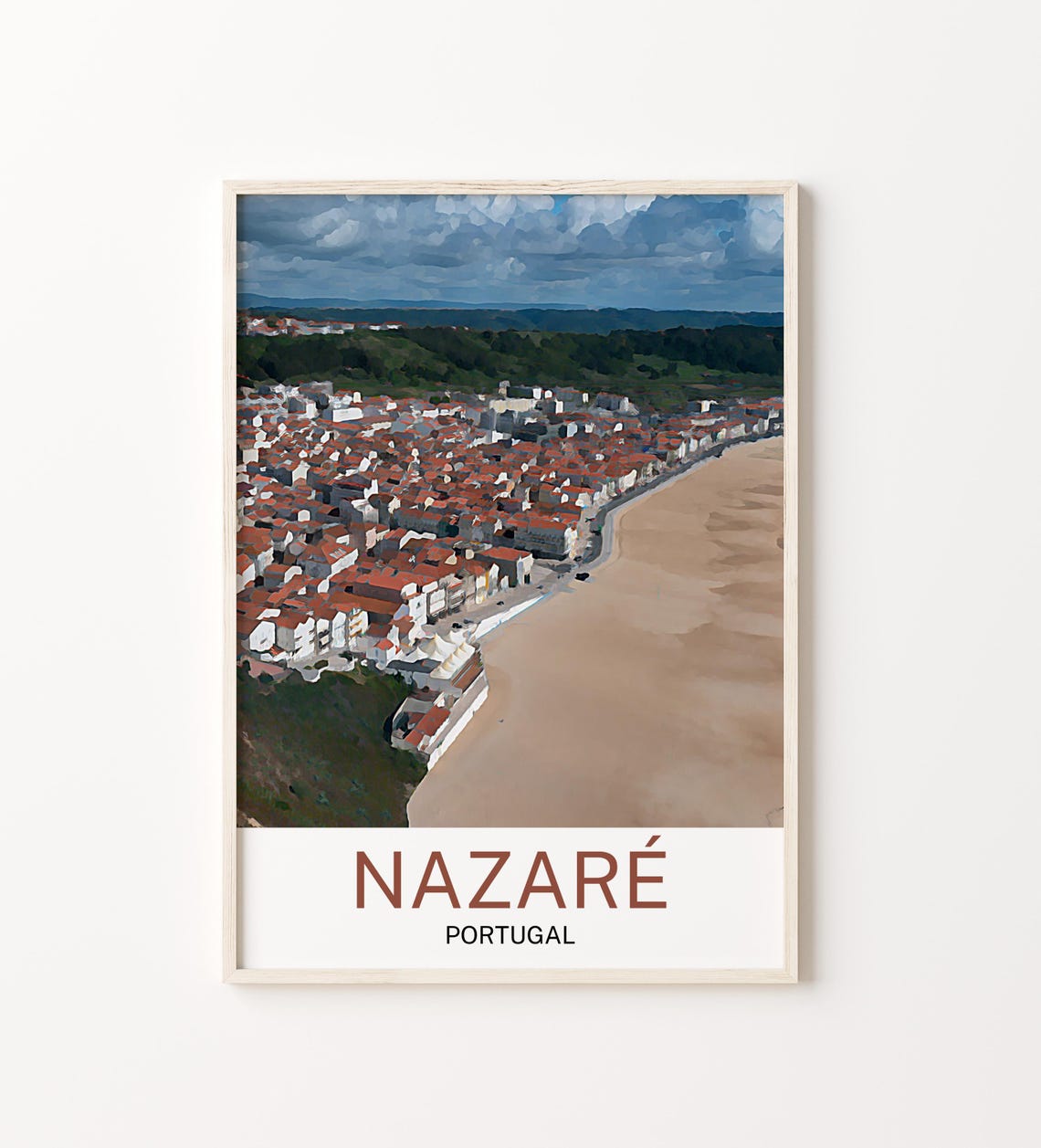 Nazare Travel Print Nazare Wall Art Nazare Poster Nazare Art Print Nazare Artwork Unique Birthday Wedding Gift Cityscape Poster