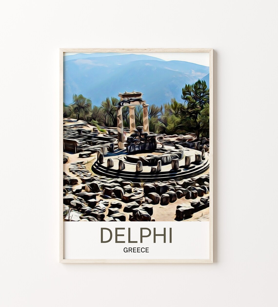 Delphi Travel Poster, Greek Archaeological Site