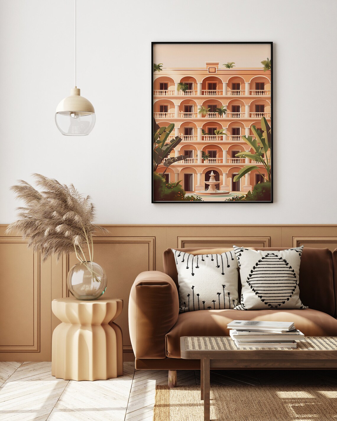 Indian Heritage Hotel Courtyard Arches Fountain Travel Wall Art - Image 3
