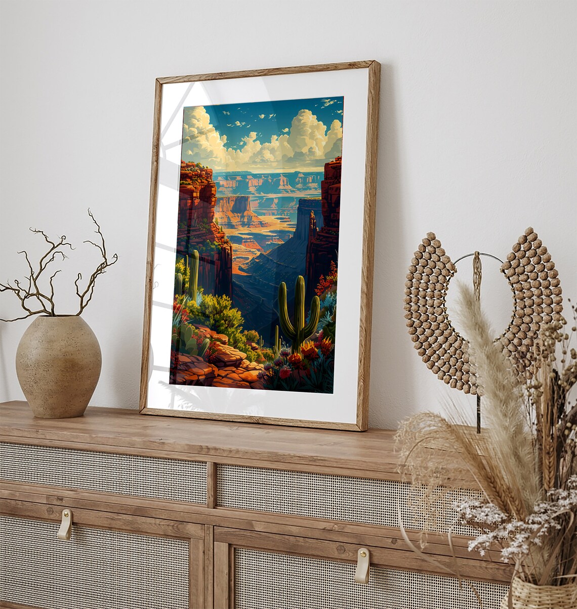 Arizona Grand Canyon Desert Vista Daytime Cacti Travel Poster - Image 3