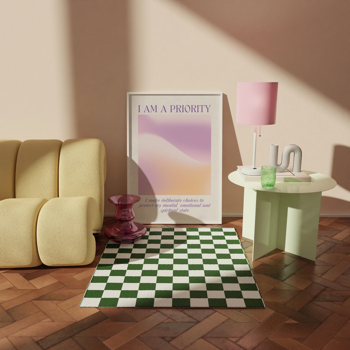 I Am A Priority Affirmation Gradient Purple Aura Self Care Poster - Image 2