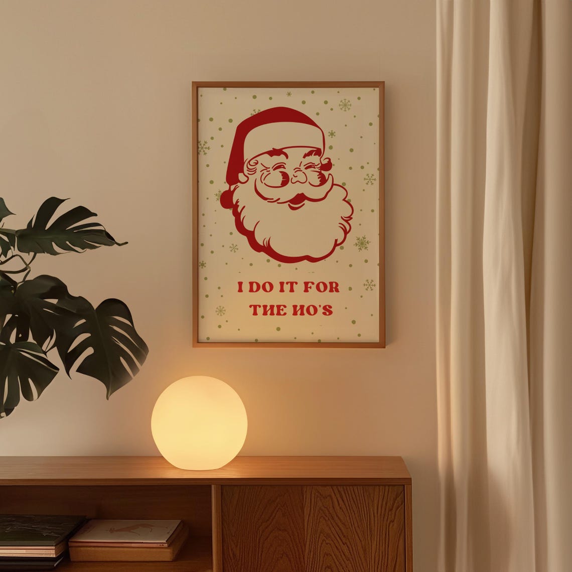 I Do It For The Hos Retro Santa Funny Christmas Quote Poster - Image 2