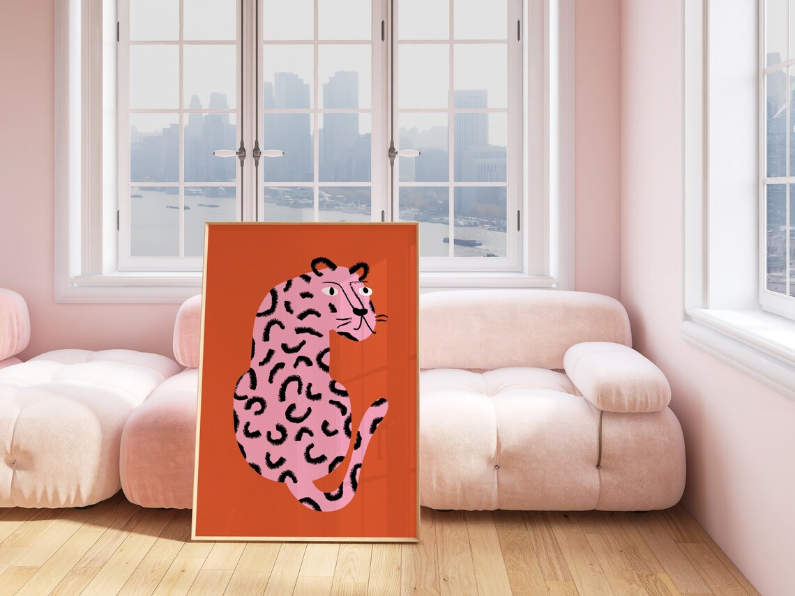 Preppy Tiger Pop Art Poster, Girly Dorm Decor - Image 3