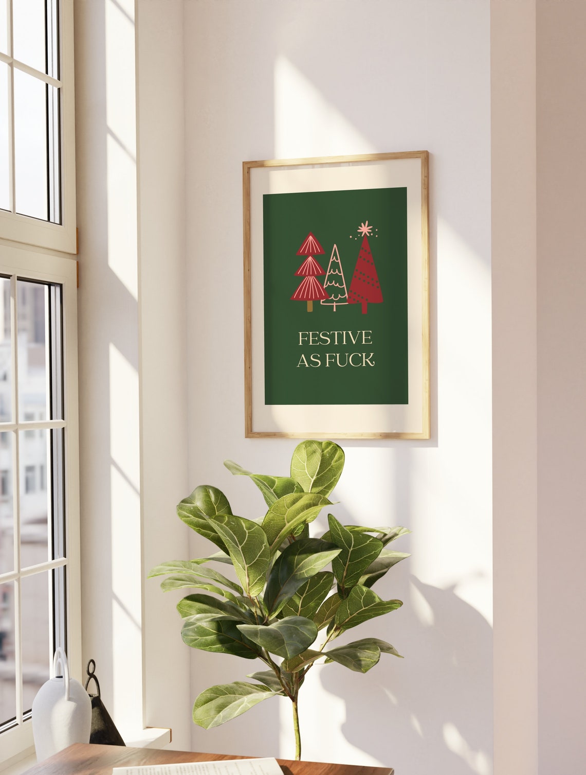 Funny Festive Green Christmas Tree Retro Holiday Quote Poster - Image 2