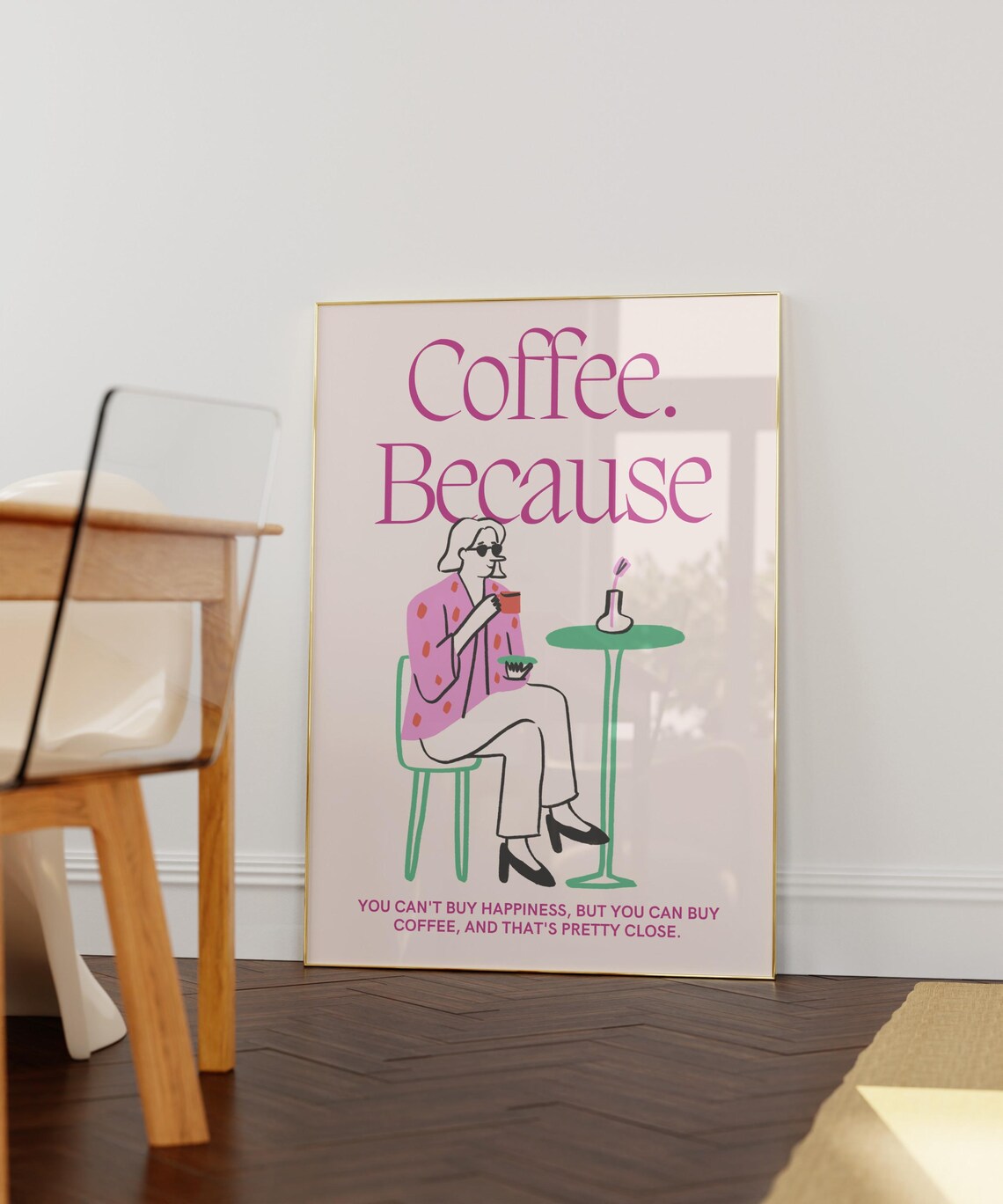 Funny Coffee Happiness Art Print, Kitchen Art - Image 2