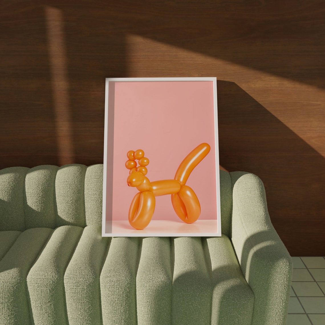 Orange Balloon Dog Photo Minimalist Pink Studio Backdrop Poster - Image 3