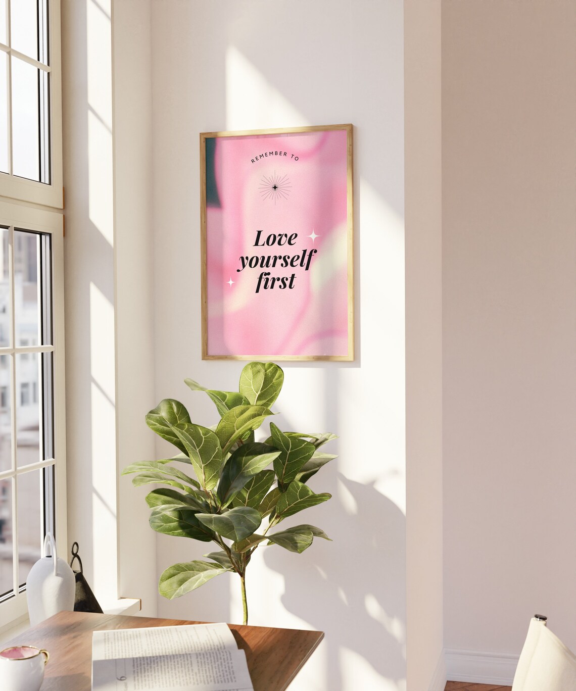 Love Yourself First Pink Swirl Self Love Feminist Quote Print - Image 2
