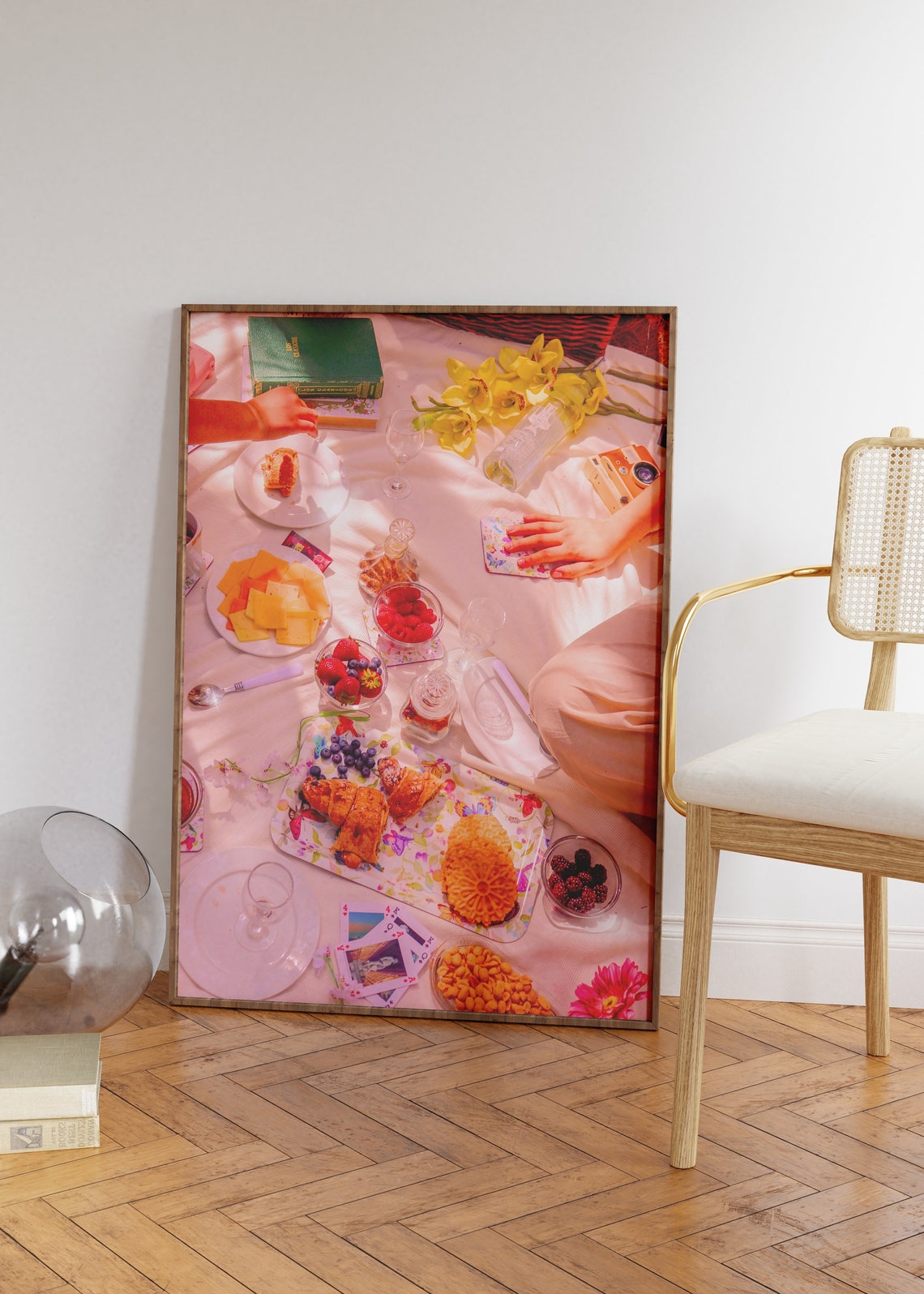 Sunlit Picnic Spread Croissants Berries Cheese Lifestyle Photo Poster
