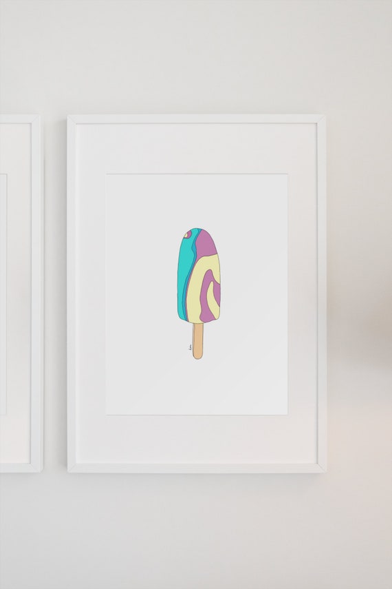 Ice Cream Rainbow Paddlepop Illustration Print