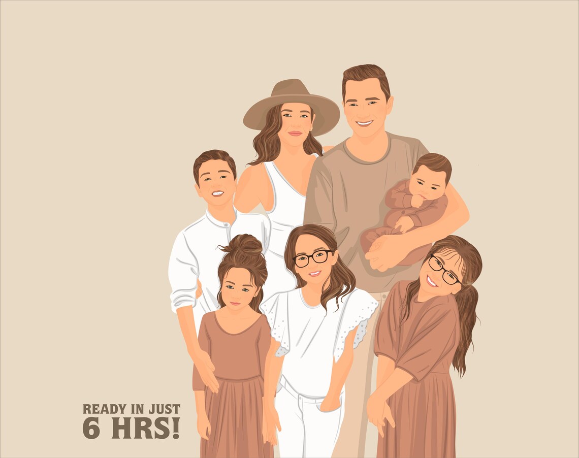 Custom Faceless Family Portrait Art Print