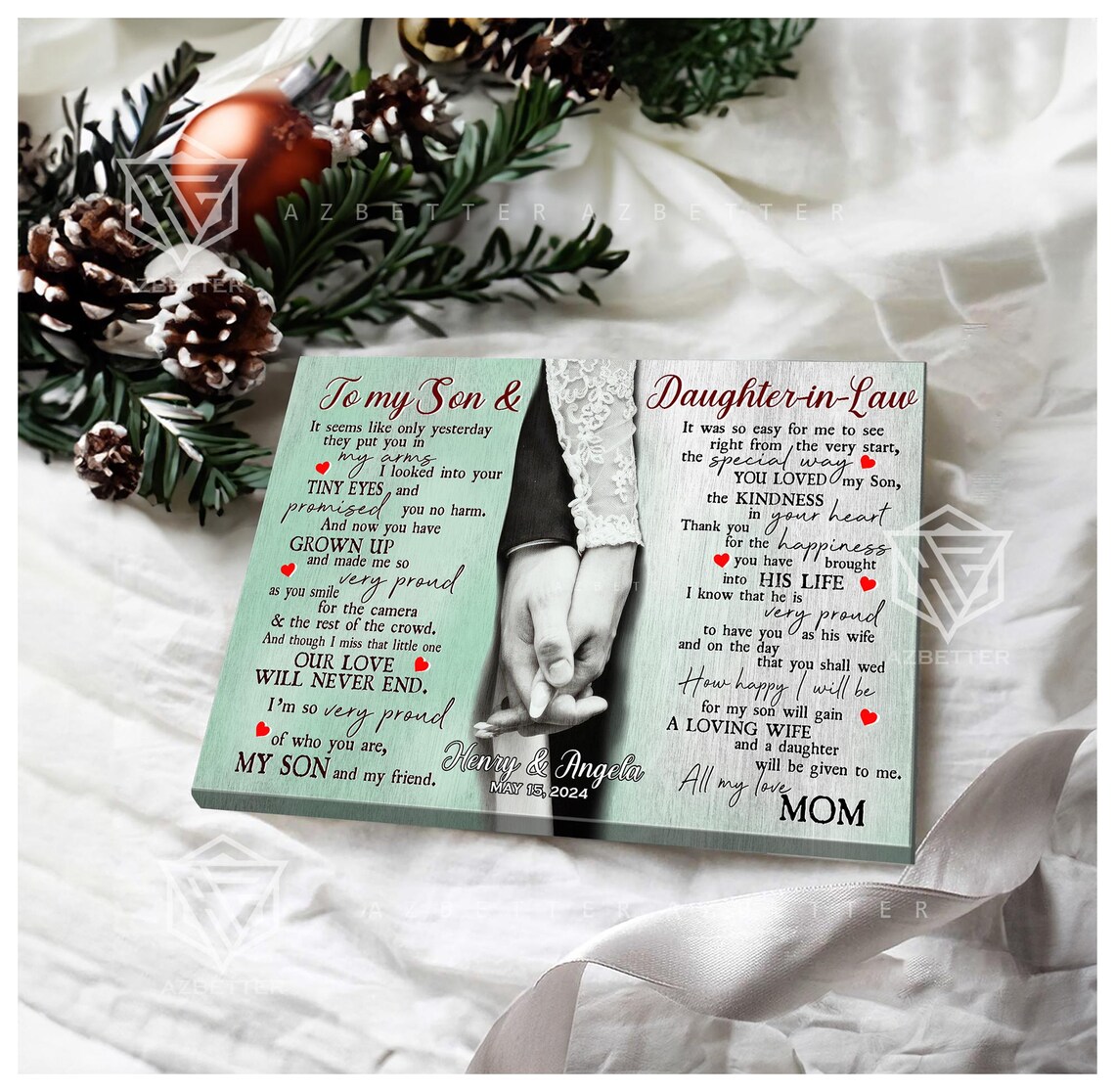 To My Son And Daughter In Law Holding Hands Wedding Day Poster - Image 2