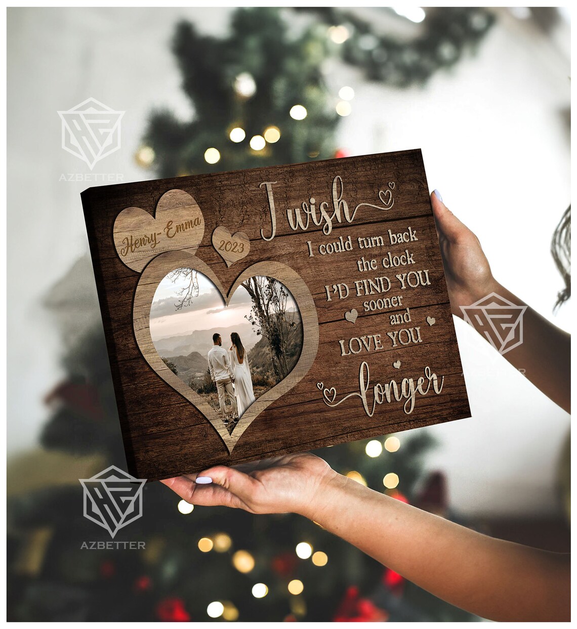 Personalized Couple Heart Photo I Wish Turn Back the Clock Poster - Image 3