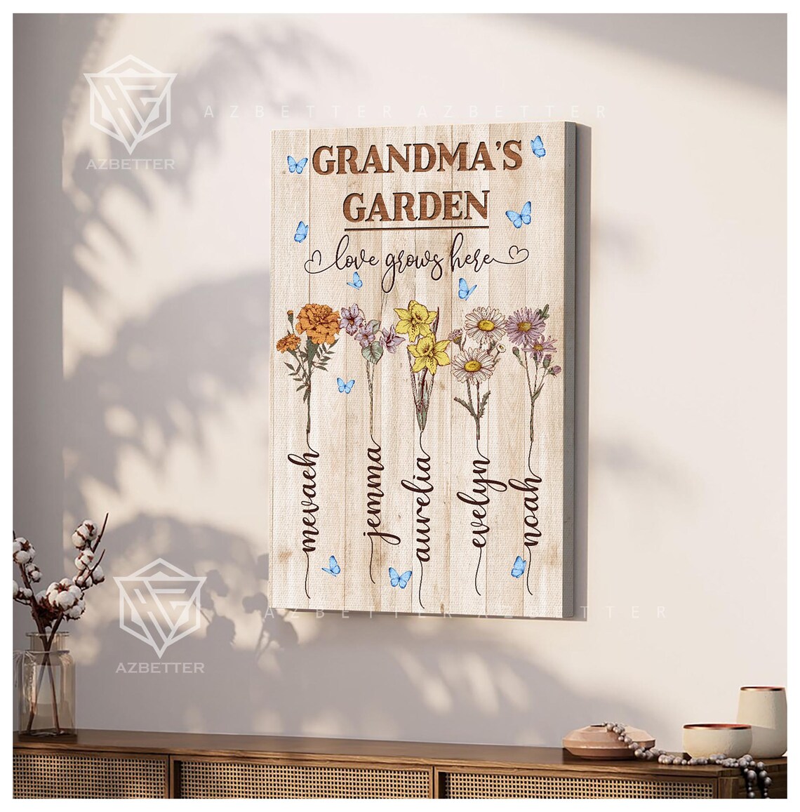 Grandma's Garden Love Grows Here Birth Month Flower Name Wall Poster - Image 5