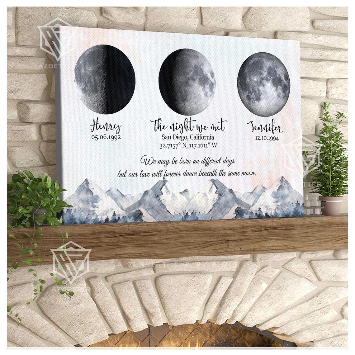 The Night We Met Custom Moon Phase Couple Keepsake Mountain Poster - Image 2