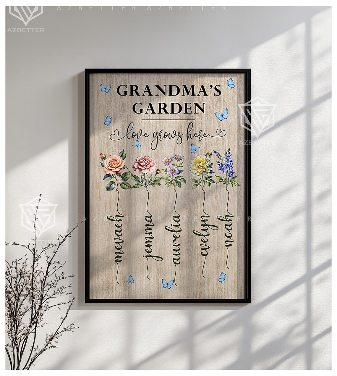 Grandma's Garden Love Grows Here Birth Month Flower Family Poster - Image 2