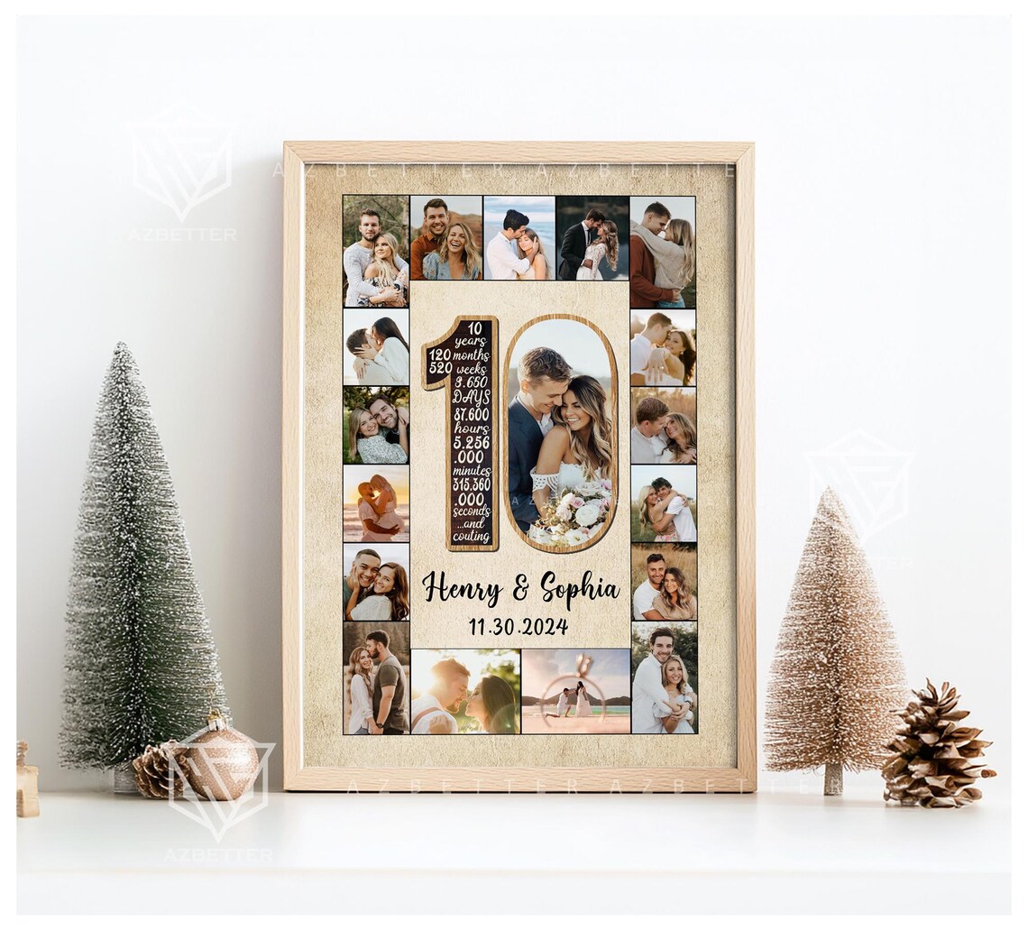 Henry and Sophia 10th Anniversary Milestone Photo Collage Poster - Image 4