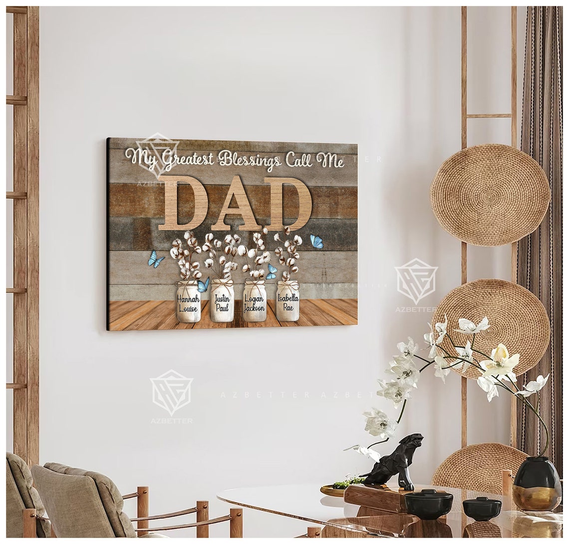 My Greatest Blessings Call Me Dad Cotton Mason Jar Names Gift Poster - Image 3