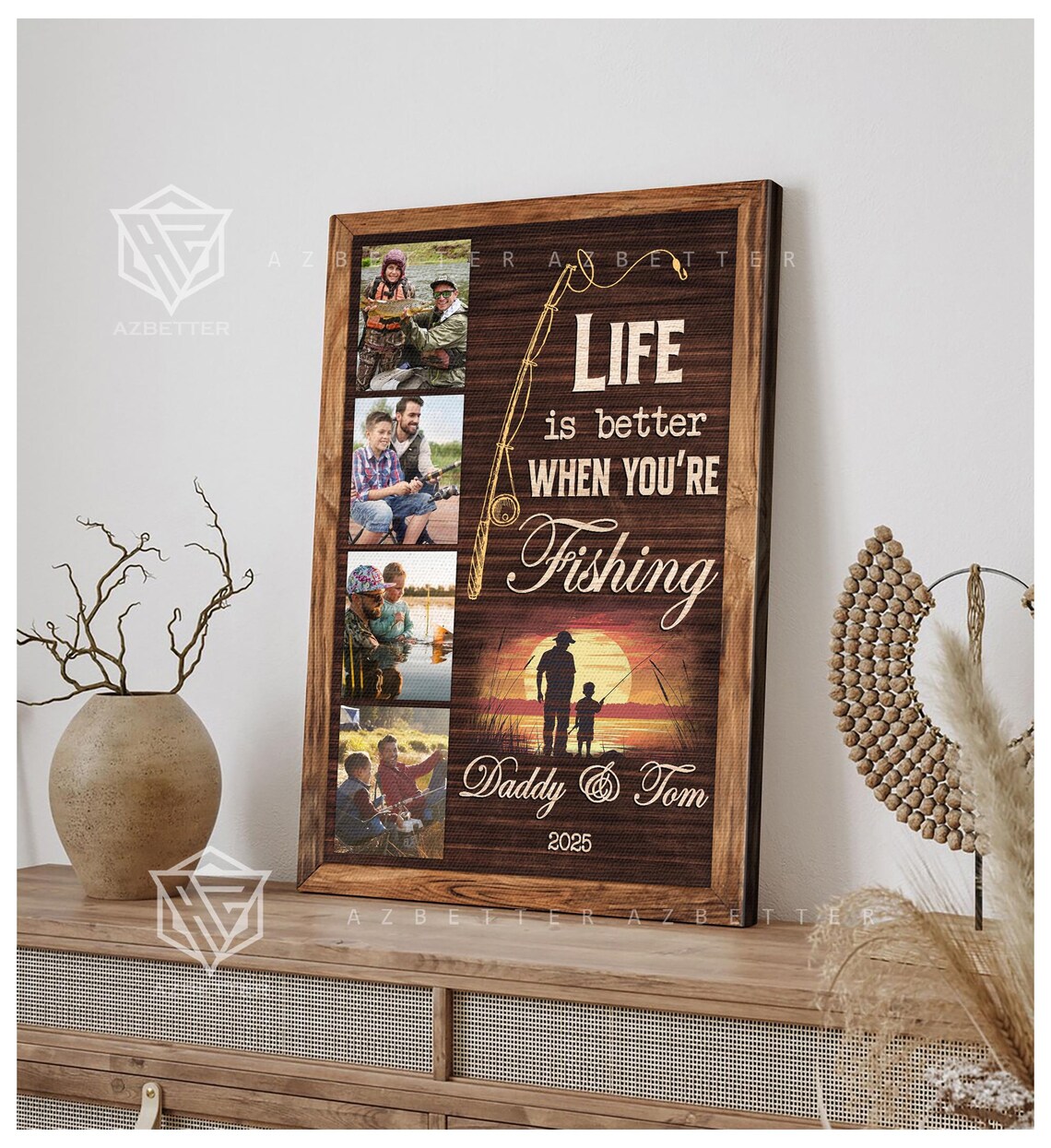 Life Is Better When You're Fishing Photo Collage Dad Gift Wall Poster - Image 4
