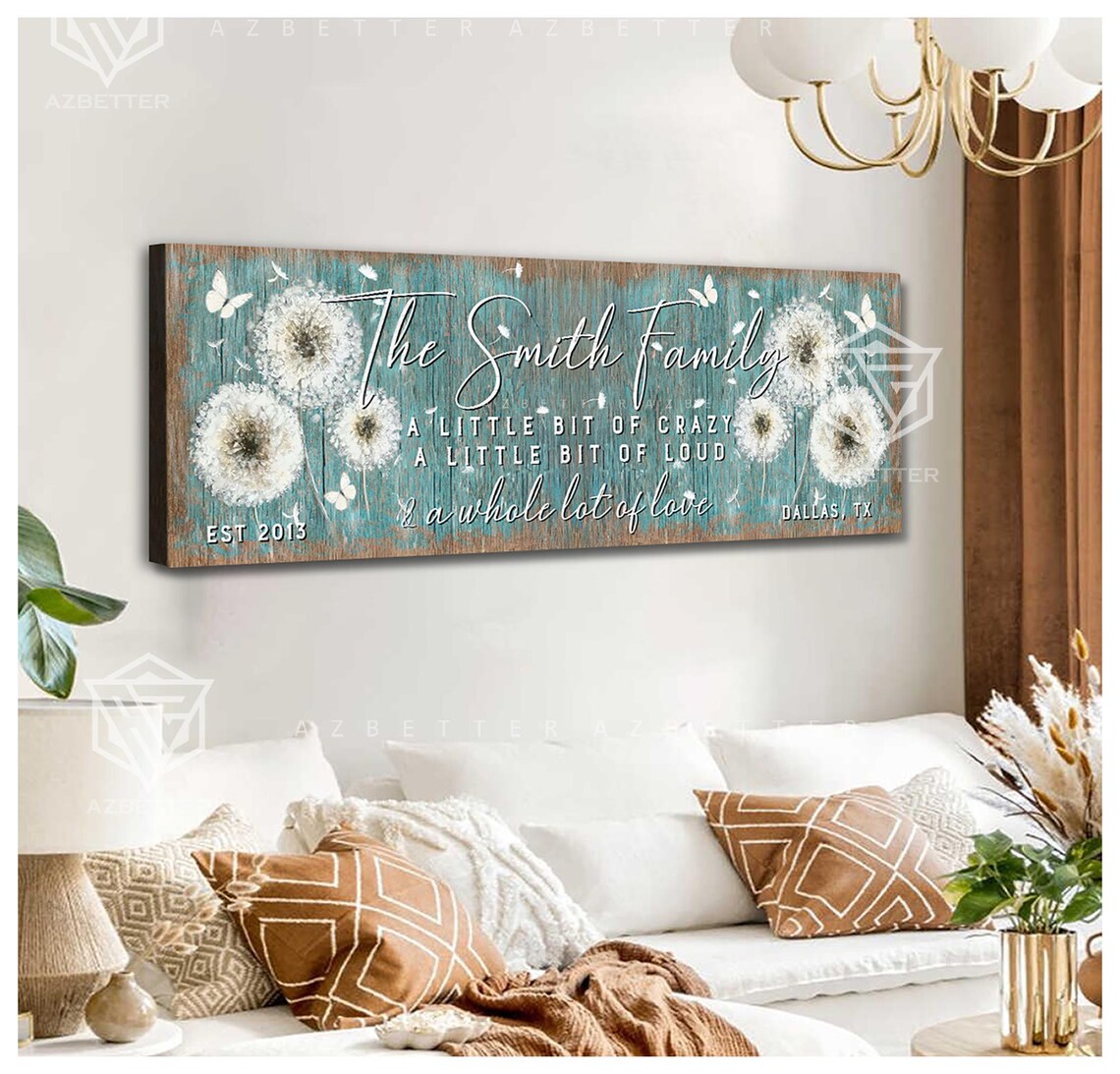 The Smith Family A Whole Lot Of Love Turquoise Dandelion Sign Poster - Image 5