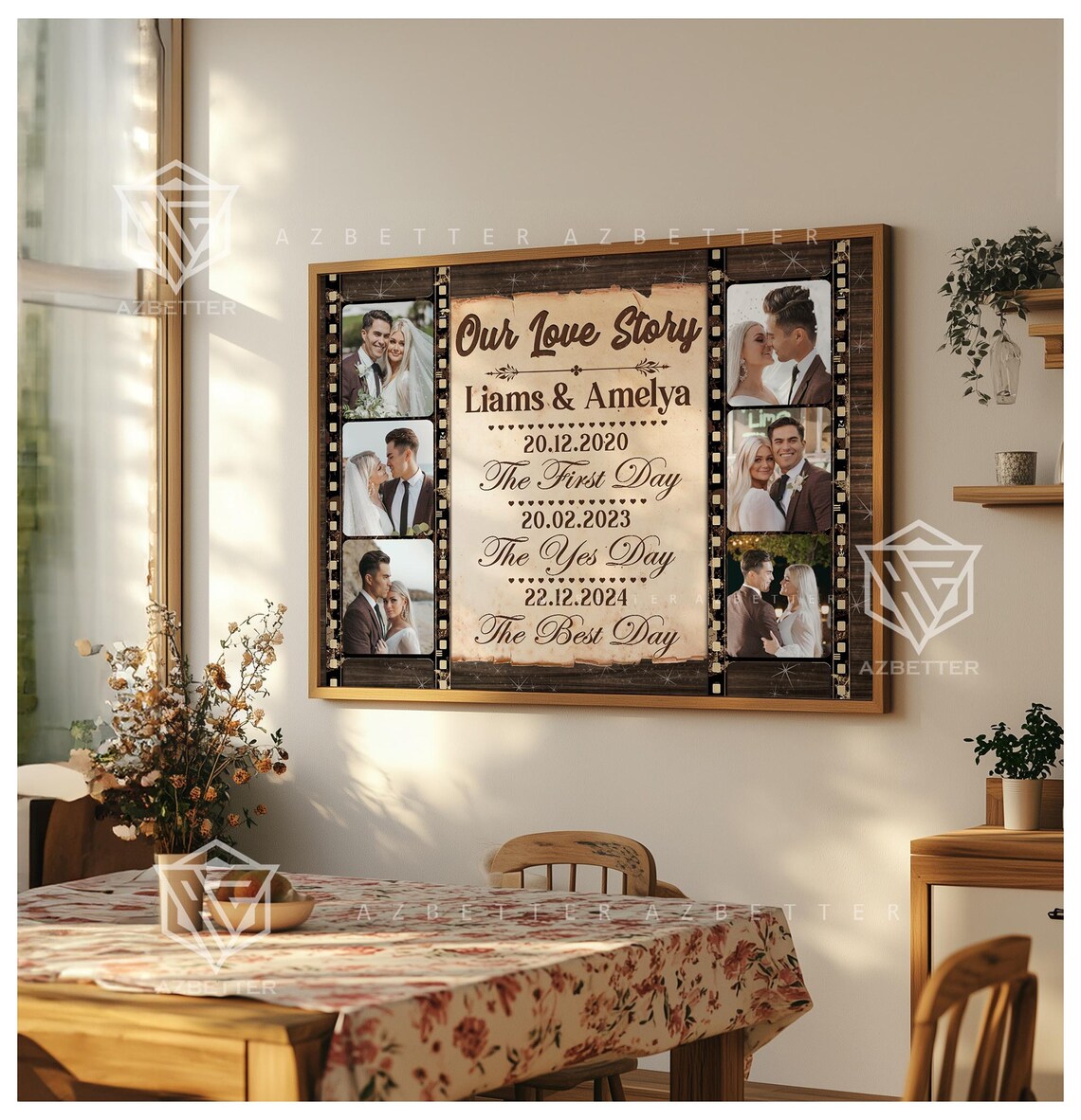 Our Love Story Liams and Amelya Wedding Date Photo Collage Poster