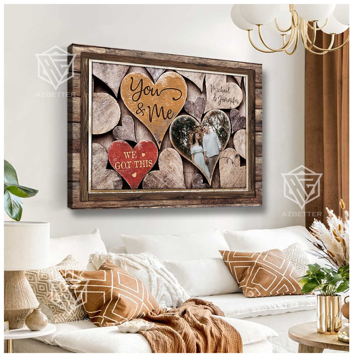 Personalized You And Me We Got This Rustic Wooden Hearts Couple Poster - Image 2