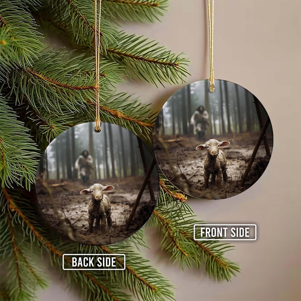 The Good Shepherd Is Coming Lost Lamb Christmas Ornament Poster - Image 2