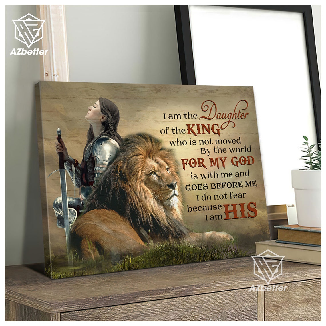 Daughter Of The King Child Of God Lion Jesus Painting God Wall Art Gift For Christian Female Warrior Of God