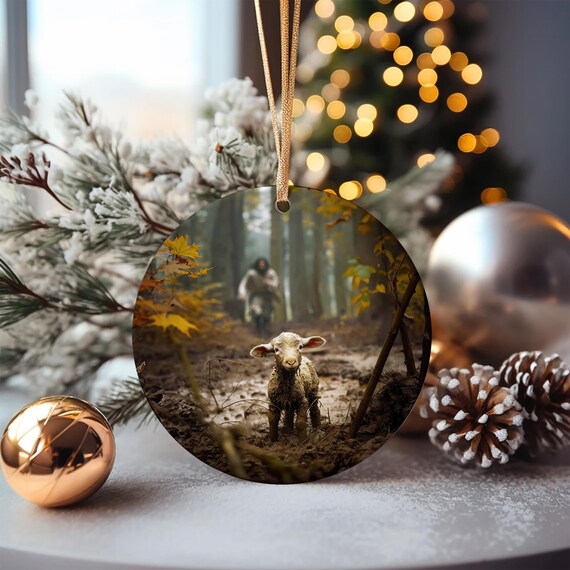 He Leaves The 99 To Rescue Me Lost Lamb Christmas Ornament Poster