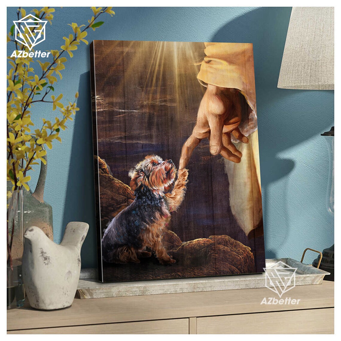 Yorkshire Terrier Take The Hand Of God Art Print