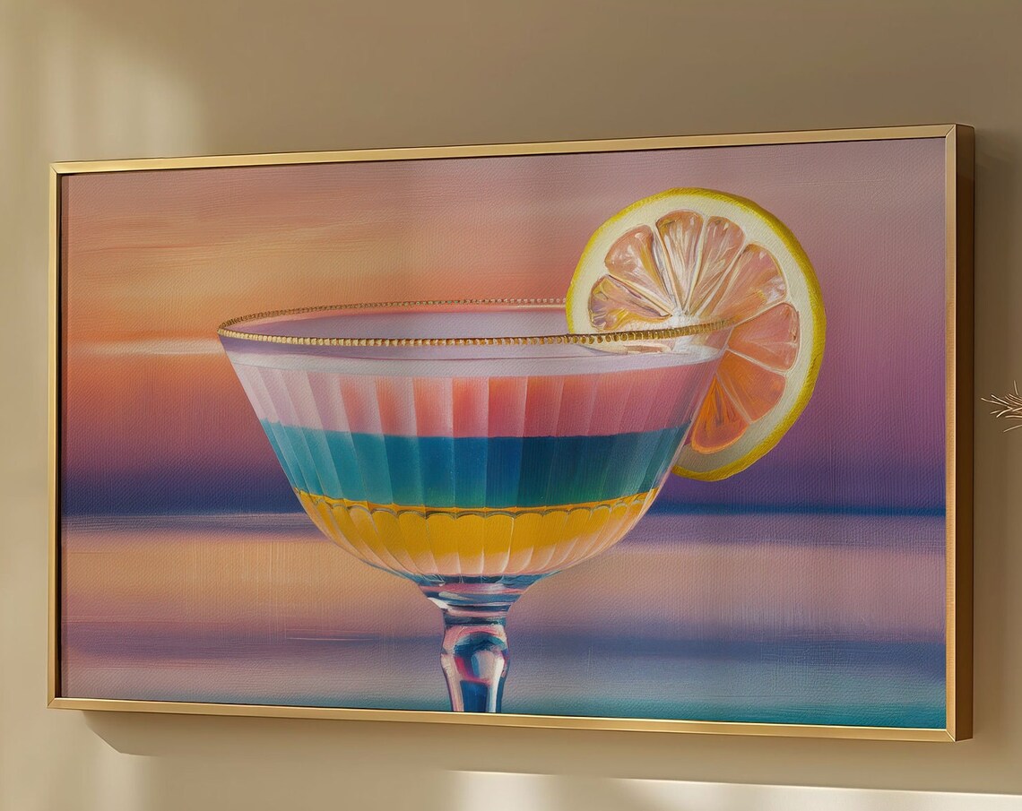 Frame Tv Art Birthday Decor Pastel Cocktail Bridal Shower For Tv Pop Art Drink Bachelorette Party Tv Picture Retro Party Tv Decor - Image 3