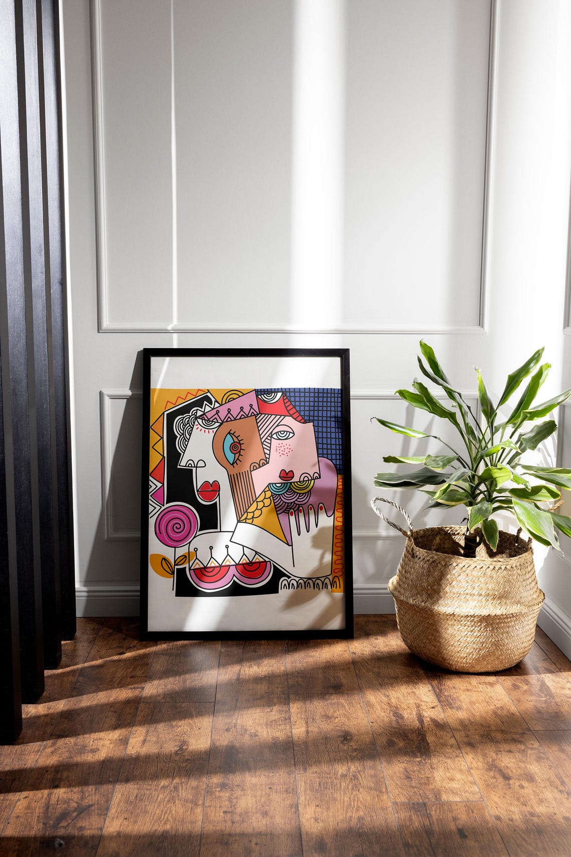 Abstract Cubist Geometric Couple Portrait Bold Patterns Art Poster