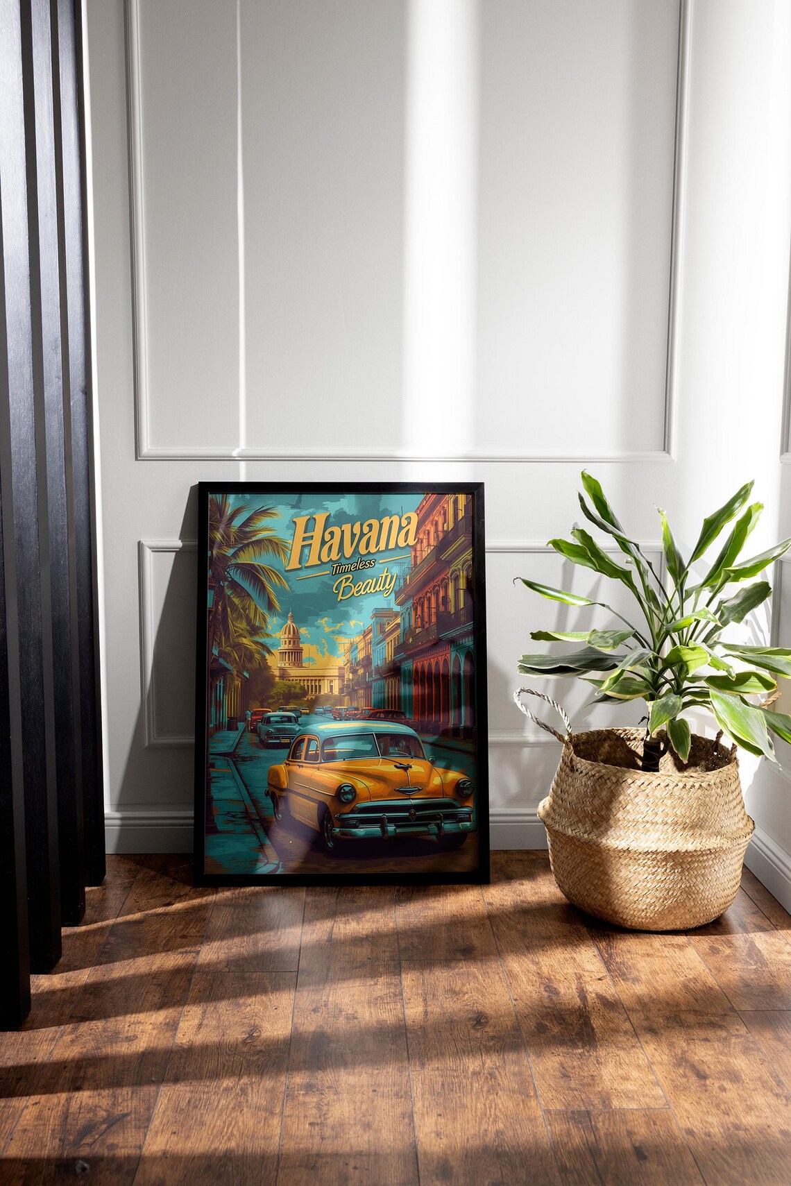 Havana Timeless Beauty Vintage Yellow Car Street Travel Poster