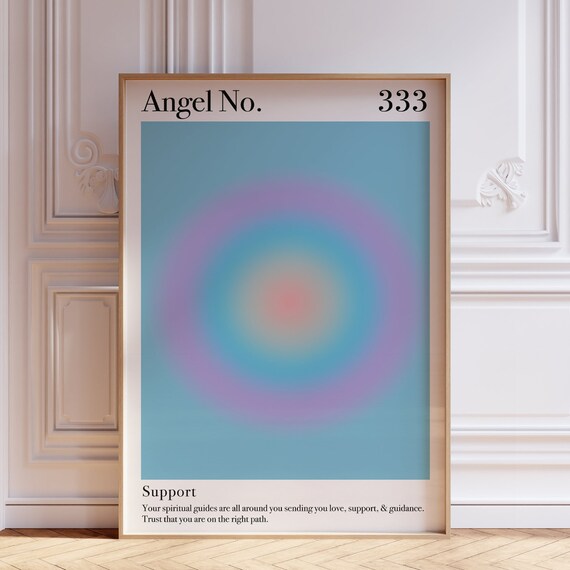 Angel Number 333 Support Teal Purple Aura Rings Spiritual Poster