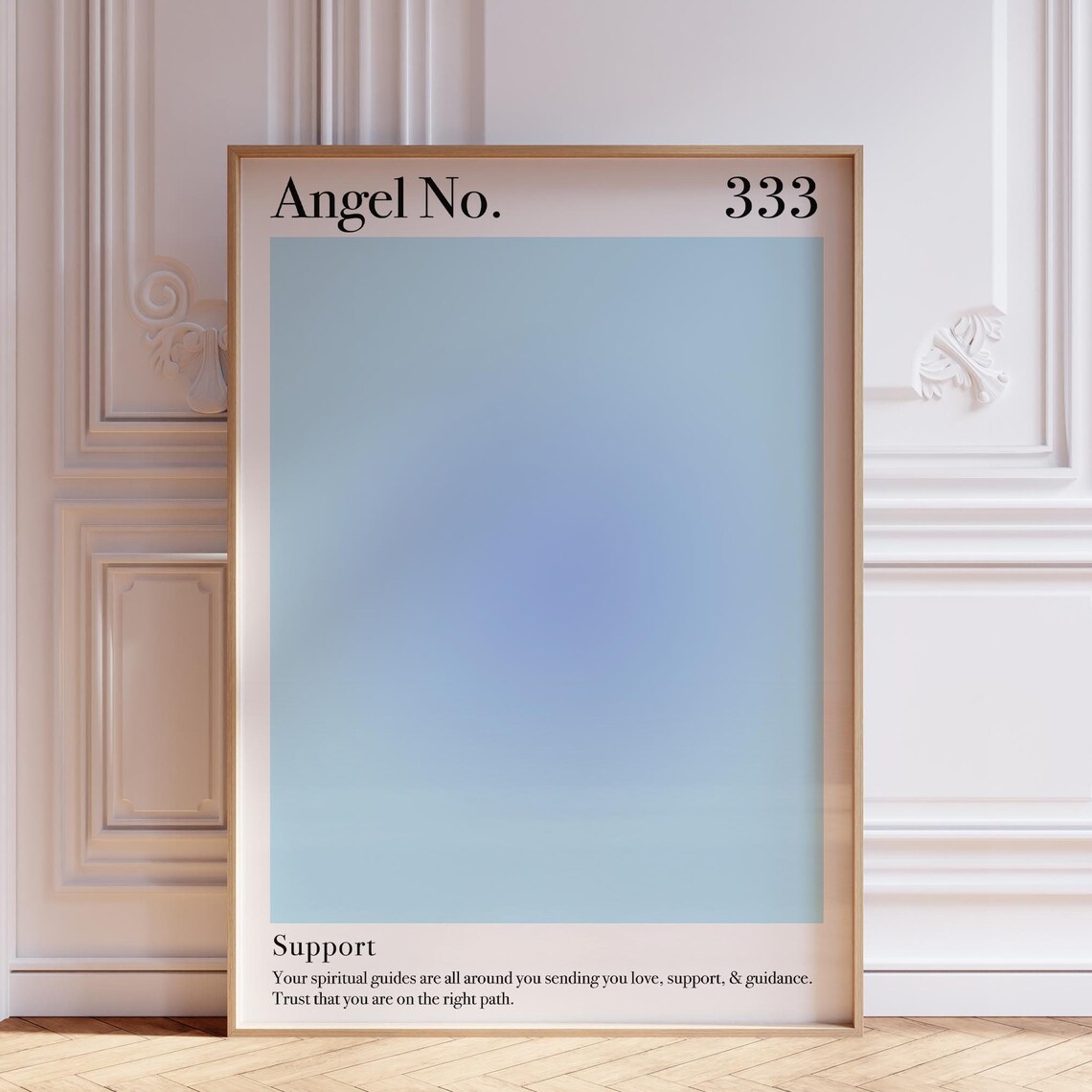Angel Number 333 Blue Aura Spiritual Support Message Minimalist Wall Art