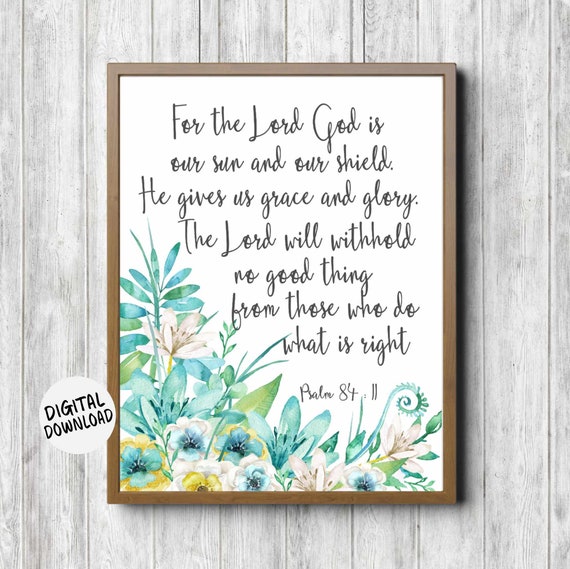 Scripture Wall Art Psalm 84 11 Christian Gift For Her Women Watercolor Bible Verse