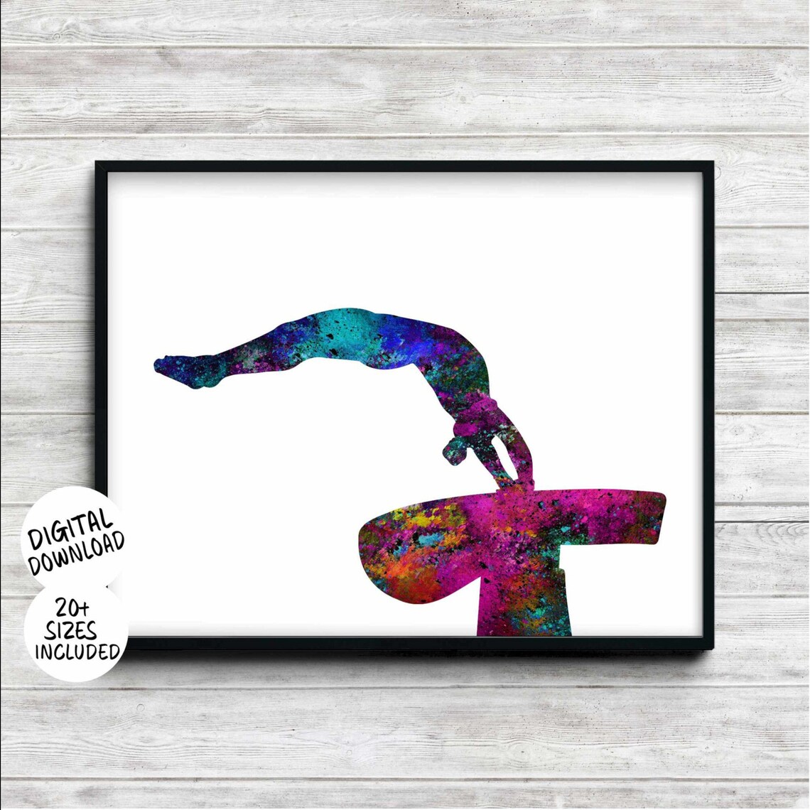Womens Gymnastics Watercolor Art Print, Girls Room Decor