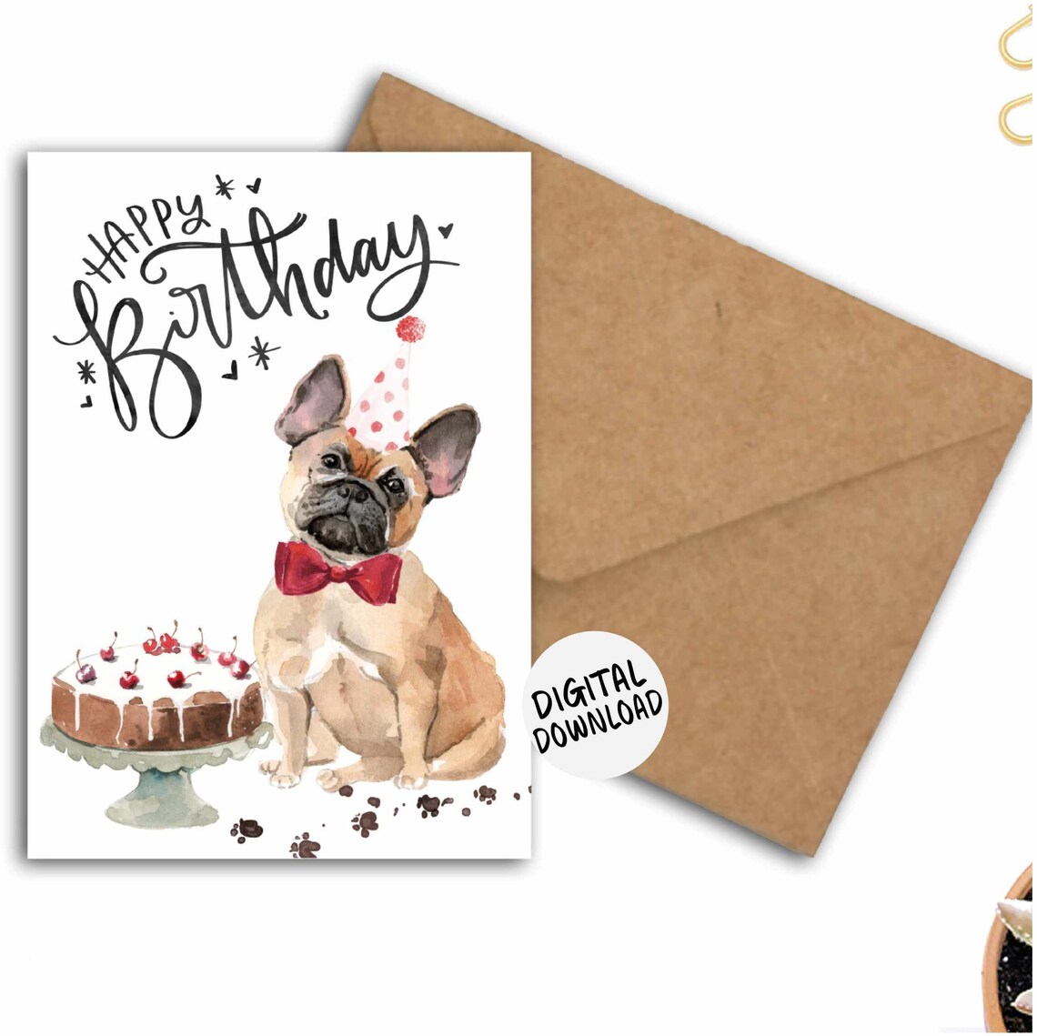 French Bulldog Birthday Card From Dog Watercolor